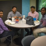 A group of GPC employees enjoy their lunch from the incredible on-campus cafeteria.