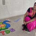 Traditional day celebration before day of diwali with rangoli competition